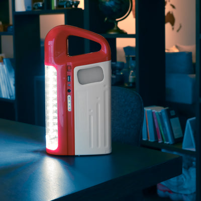 Geepas GE5553 Solar Rechargeable Emergency Lantern | 44 Super Bright SMD LEDs| 60 Hours Working| Built-in 6V 4.5AH Battery| USB Power Bank Function| 2 Years Warranty