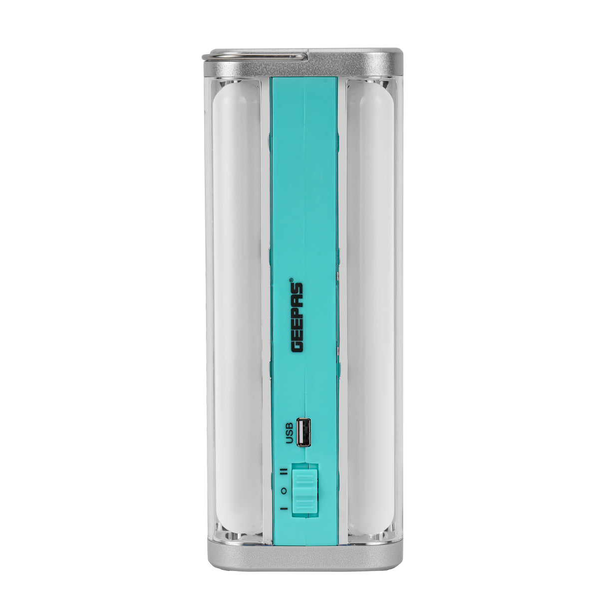 Geepas Emergency Lantern GE5595 | 100 SMD LED| Solar Input| Type-C Charging| USB Output| 1800mAh Lithium Battery | Multi-Function Rechargeable Light| 2 Years Warranty