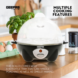 Geepas GEB63020UK Egg Boiler | 7 Egg Capacity Electric Egg Cooker with Automatic Shut-Off| Stainless Steel Heating Plate| Compact Design| Easy to Use & Quick Egg Cooking