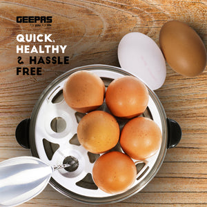 Geepas GEB63020UK Egg Boiler | 7 Egg Capacity Electric Egg Cooker with Automatic Shut-Off| Stainless Steel Heating Plate| Compact Design| Easy to Use & Quick Egg Cooking
