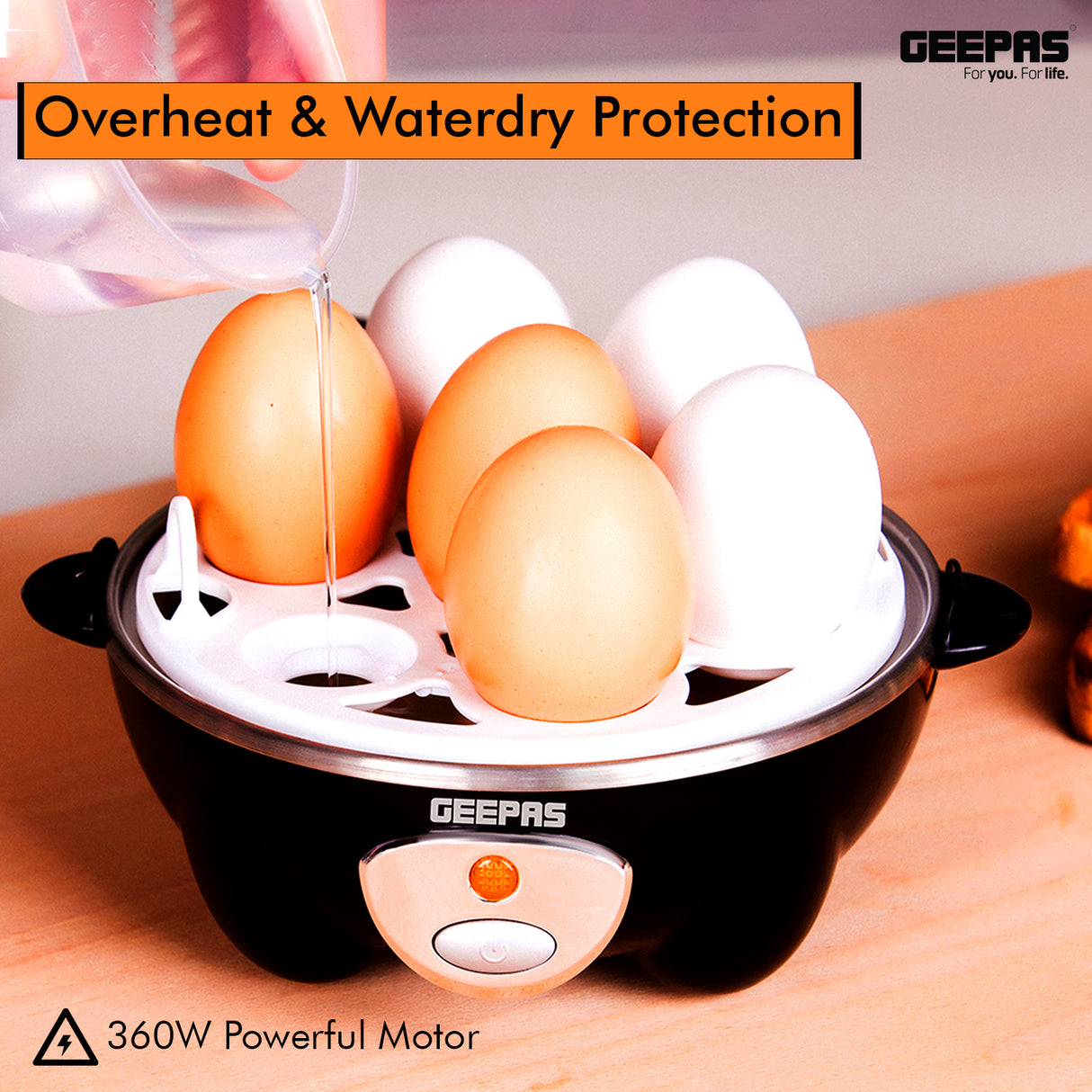 Geepas GEB63020UK Egg Boiler | 7 Egg Capacity Electric Egg Cooker with Automatic Shut-Off| Stainless Steel Heating Plate| Compact Design| Easy to Use & Quick Egg Cooking