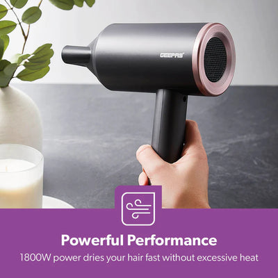 Geepas GH86061 Hair Dryer| 1800W Powerful Motor| 2-Speed & 2-Heat Settings| Cool Shot Function| Concentrator Nozzle| Hang-Up Hook| Compact & Lightweight | 2-Year Warranty
