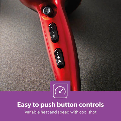 Geepas GHD86018 Hair Dryer | 2000W Powerful DC Motor | Ionic Function | Cool Shot | 2 Speeds & 3 Heat Settings | Removable Filter & Hang-Up Hook | 2 Years Warranty