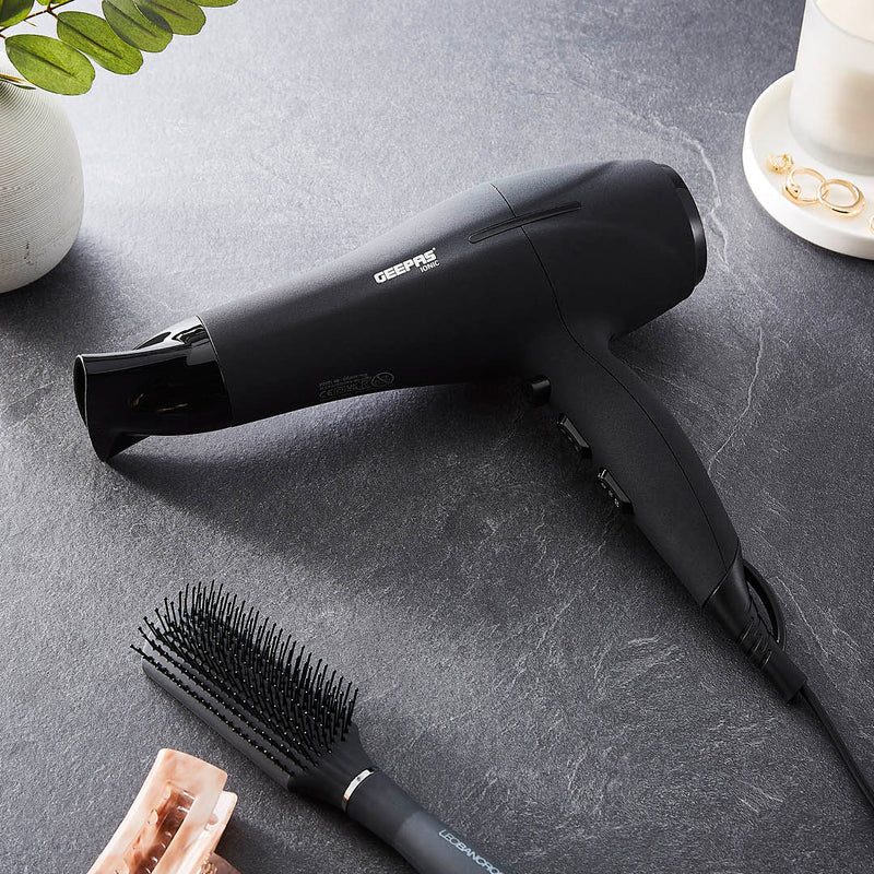 Geepas GHD86019 Ionic Hair Dryer | 2200W | Cool Shot | 2-Speed & 3-Heat Settings| Detachable Concentrator| Anti-Frizz & Smooth Finish Hair Dryer | 2 Years warranty