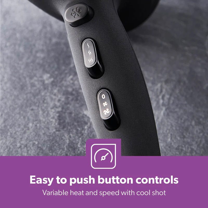 Geepas GHD86019 Ionic Hair Dryer | 2200W | Cool Shot | 2-Speed & 3-Heat Settings| Detachable Concentrator| Anti-Frizz & Smooth Finish Hair Dryer | 2 Years warranty