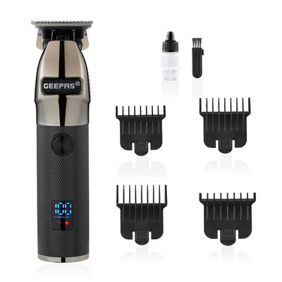 Geepas GTR56028 Rechargeable Hair Clipper | 2000mAh Li-ion Battery| LED Display| Stainless Steel Blades| 120 Mins Runtime | Travel Lock & 4 Guide Combs| 2 Years Warranty