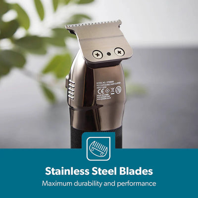 Geepas GTR56028 Rechargeable Hair Clipper | 2000mAh Li-ion Battery| LED Display| Stainless Steel Blades| 120 Mins Runtime | Travel Lock & 4 Guide Combs| 2 Years Warranty