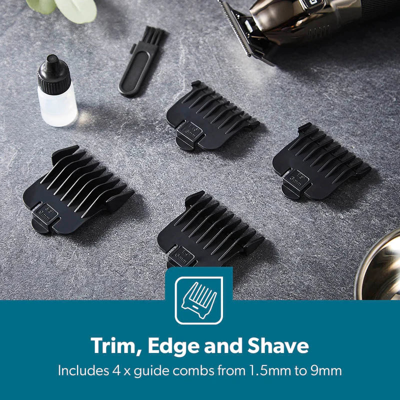 Geepas GTR56028 Rechargeable Hair Clipper | 2000mAh Li-ion Battery| LED Display| Stainless Steel Blades| 120 Mins Runtime | Travel Lock & 4 Guide Combs| 2 Years Warranty