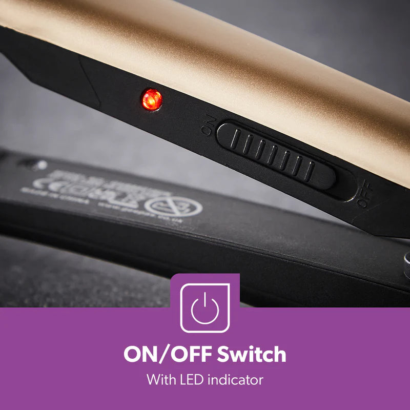 Geepas GHS86016  Hair Straightener |  28W Power| Ceramic Coated Plates| 200°C Max Temperature| PTC Heater | 360° Swivel Cord| Lockable Handle | 2 Years Warranty