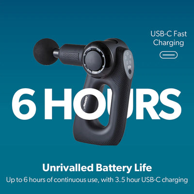 Geepas GM86092UK Rechargeable Powerful Massage Gun | 5 Speed Levels| Brushless Motor| LED Indicators| Folding Design| 4 Massage Heads| Quiet Operation | 2 Years Warranty