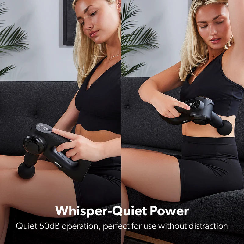 Geepas GM86092UK Rechargeable Powerful Massage Gun | 5 Speed Levels| Brushless Motor| LED Indicators| Folding Design| 4 Massage Heads| Quiet Operation | 2 Years Warranty