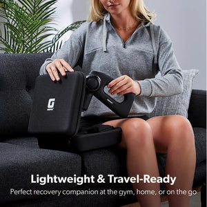 Geepas GM86092UK Rechargeable Powerful Massage Gun | 5 Speed Levels| Brushless Motor| LED Indicators| Folding Design| 4 Massage Heads| Quiet Operation | 2 Years Warranty