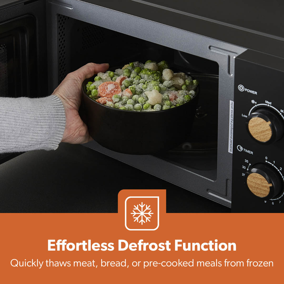 Geepas 20L Microwave Oven GMO34062UK-BK | 700W Output | 5 Power Levels | 255mm Glass Turntable | 35-Min Timer | LED Interior Light & Stylish Nordiq Collection Design