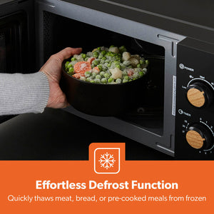 Geepas 20L Microwave Oven GMO34062UK-BK | 700W Output | 5 Power Levels | 255mm Glass Turntable | 35-Min Timer | LED Interior Light & Stylish Nordiq Collection Design