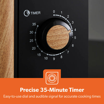 Geepas 20L Microwave Oven GMO34062UK-BK | 700W Output | 5 Power Levels | 255mm Glass Turntable | 35-Min Timer | LED Interior Light & Stylish Nordiq Collection Design