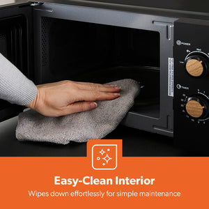 Geepas 20L Microwave Oven GMO34062UK-BK | 700W Output | 5 Power Levels | 255mm Glass Turntable | 35-Min Timer | LED Interior Light & Stylish Nordiq Collection Design