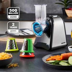 Geepas 4-in-1 Salad Maker GSM63022UK | 200W Powerful Motor | 4 Stainless Steel Cones for Effortless Slicing| Shredding, Grating & Grinding | Easy to Use |  2-Year Warranty
