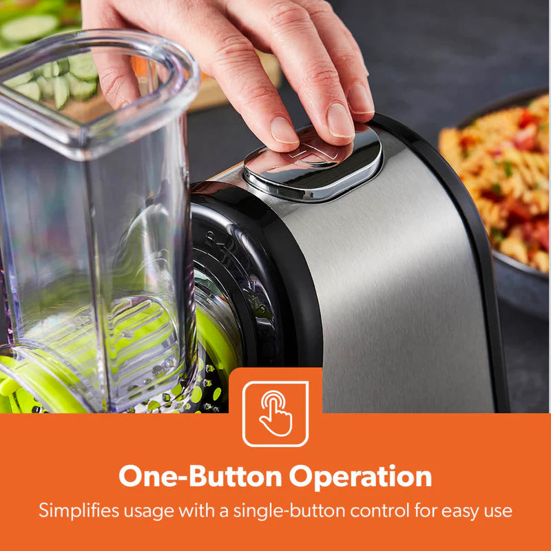 Geepas 4-in-1 Salad Maker GSM63022UK | 200W Powerful Motor | 4 Stainless Steel Cones for Effortless Slicing| Shredding, Grating & Grinding | Easy to Use |  2-Year Warranty