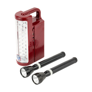 Geepas GEFL4141 Rechargeable LED Lantern & 3-in-1 Flashlight Combo| 30PCS SMD LED| CREE LED Torches|  Solar Input| Unbreakable PC Glass| 60 Hours Working|2 Years Warranty