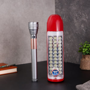 Geepas GEFL4629 Rechargeable Lantern & Zoomable Flashlight | 33 SMD LED Lantern| 20W High Power Zoom Torch| 6000mAh Battery|  100 Hours Working Time| 2 Years Warranty