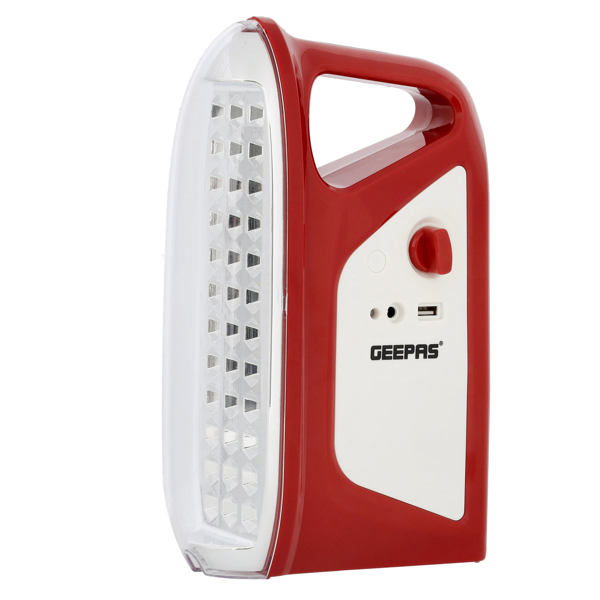 Geepas GEFL4664 Rechargeable Lantern & Torch | 2-in-1 Emergency Lighting with 200 Hours Working | 36PCS SMD LED| Solar Charging | Light Dimmer |   2 Years Warranty