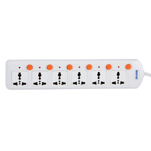 Geepas 6 Way Extension Board VDE Plug with  Individually On/Off Switch- Power Extension Socket -Multi Plug Power Cable
