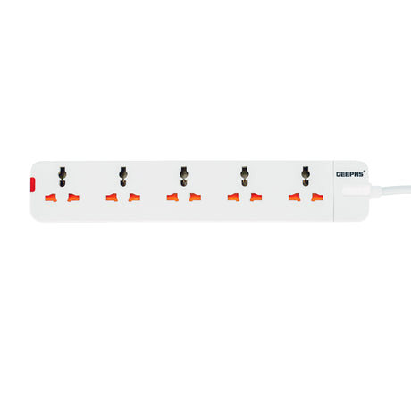 Geepas GES58013 5-Way Extension Socket 3M | 13A Power Strip with Child Safety Covers | Fire-retardant casing | Highly efficient conductor structure | Durable & Reliable