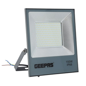 Geepas GESL55089 150W LED Flood Light |12000 Lumens Daylight 6500K| IP66 Waterproof Outdoor Security Lighting |20,000h Lifetime High Brightness LED Lamp| 2 Years Warranty