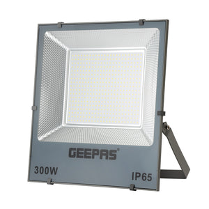 Geepas 300W LED Flood Light GESL55119, 24000 lumens, 6500K, 80% energy saving, 270° rotating bracket, ideal for outdoors, sports & parking, black, 2-year warranty