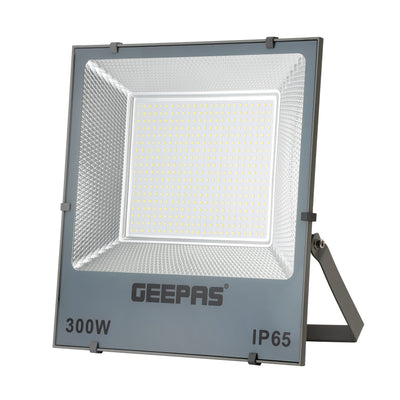 Geepas 300W LED Flood Light GESL55119, 24000 lumens, 6500K, 80% energy saving, 270° rotating bracket, ideal for outdoors, sports & parking, black, 2-year warranty