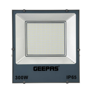 Geepas 300W LED Flood Light GESL55119, 24000 lumens, 6500K, 80% energy saving, 270° rotating bracket, ideal for outdoors, sports & parking, black, 2-year warranty