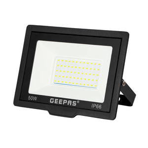Geepas 50 W LED Flood Light- GESL55120| 4500 Lumens and 6500 K Color Temperature| 80% Energy Efficient LED Light, Perfect for Outdoor Spaces | 2 Year Warranty, Black