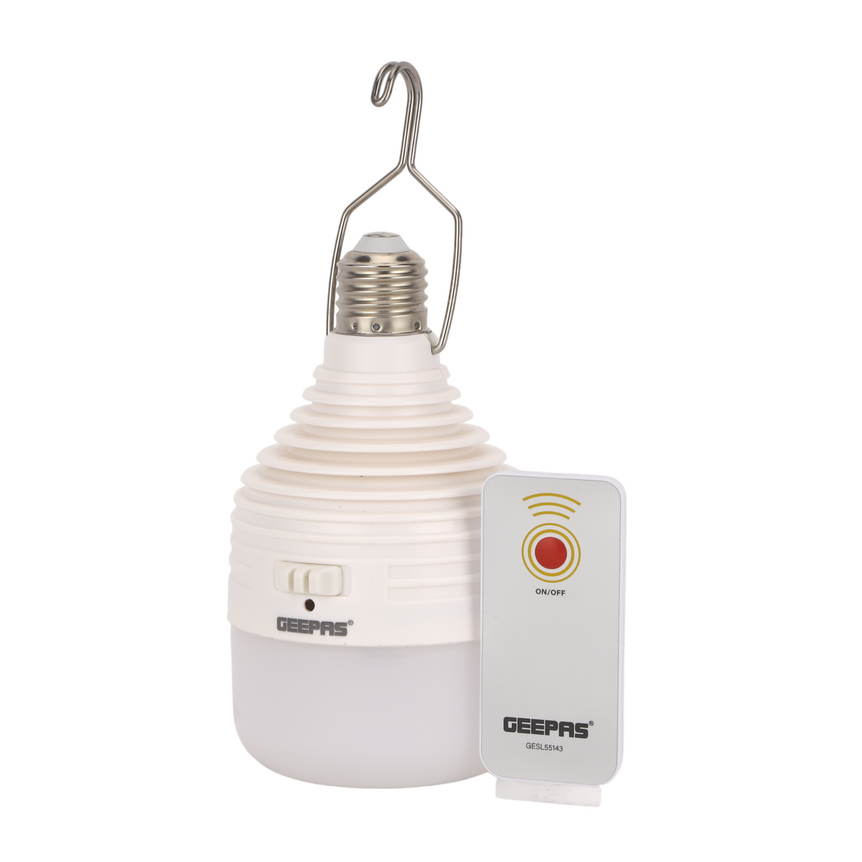 Geepas 10W Rechargeable Emergency LED Bulb GESL55143 |AC/DC Function with Built-in Battery, 40 Super Bright LEDs, Remote Control, 3-in-1 Connect,3H Backup, 2Year Warranty