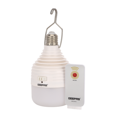Geepas 10W Rechargeable Emergency LED Bulb GESL55143 |AC/DC Function with Built-in Battery, 40 Super Bright LEDs, Remote Control, 3-in-1 Connect,3H Backup, 2Year Warranty