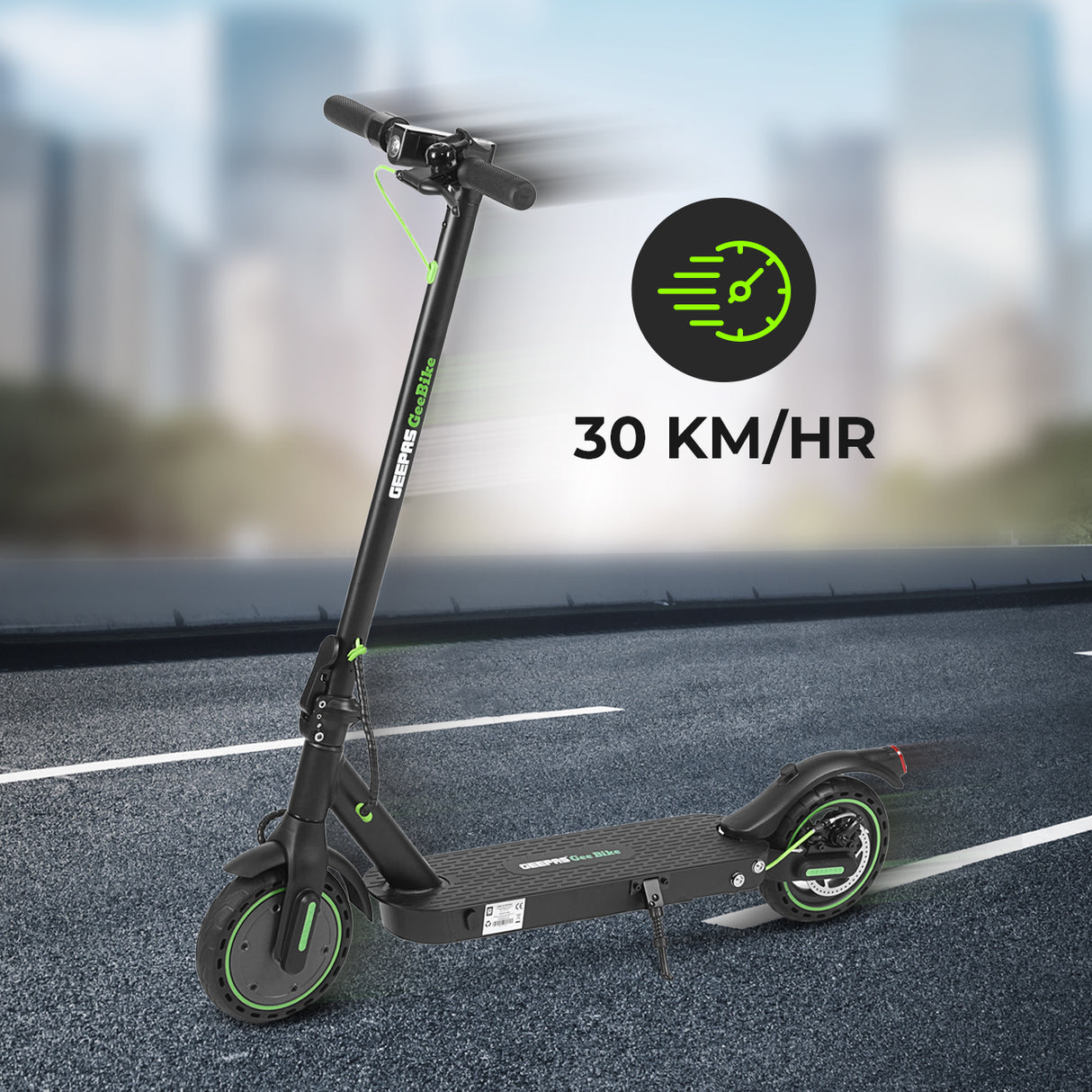 Geepas GeeBike 8.5" Electric Scooter with Suspension- GEST63087/ Smart and Fast, Foldable, Digital LED Display, Brake Lights/ Adjustable Speed Control