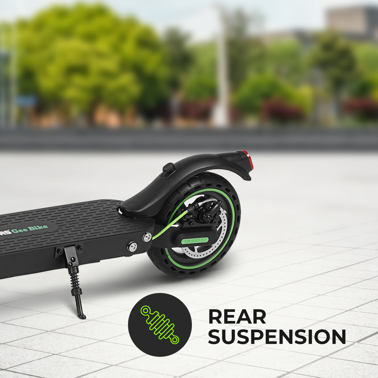 Geepas GeeBike 8.5" Electric Scooter with Suspension- GEST63087/ Smart and Fast, Foldable, Digital LED Display, Brake Lights/ Adjustable Speed Control