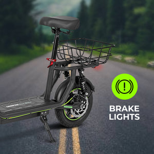 Geepas GeeBike 12" Electric Scooter with Suspension- GEST63090/ Smart and Fast, Foldable, Brake Lights/ Adjustable Speed Control, Perfect for Daily Commute