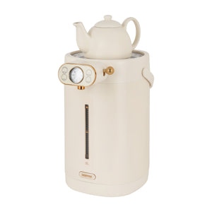 Geepas 5 Liter Electric Thermo Pot- GEV27026/ Stainless Steel Inner Pot, 8 Stage Temperature Selection, Automatic Stop/ Purified Water Mode / Beige, 2 Years Warranty