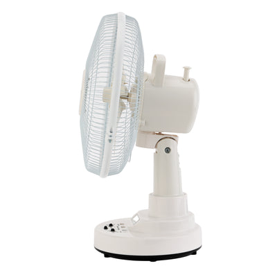 Geepas GF21118 Rechargeable 12-Inch Oscillating Fan | 3-Speed Control | LED Light | Long Battery Backup | Portable Design for Home & Outdoor Use | 2 Years Warranty