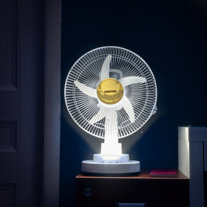 Geepas Rechargeable 12" Oscillating Fan- GF21118/ Table Fans, High Performance with 2-Speed Controls and 5 Leaf Blades/ Automatic Oscillation and Efficient Cooling