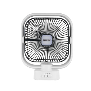 Geepas GF21122 8-Inch Oscillating LED Table Fan | Rechargeable AC/DC Function| 2x1500mAh Lithium Battery| Two-Level LED Light| 9 Hours Working Time| 2 Years Warranty