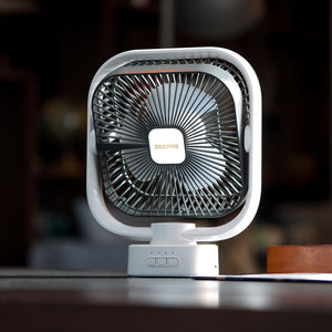 Geepas GF21122 8-Inch Oscillating LED Table Fan | Rechargeable AC/DC Function| 2x1500mAh Lithium Battery| Two-Level LED Light| 9 Hours Working Time| 2 Years Warranty