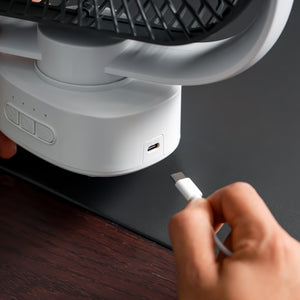 Geepas GF21122 8-Inch Oscillating LED Table Fan | Rechargeable AC/DC Function| 2x1500mAh Lithium Battery| Two-Level LED Light| 9 Hours Working Time| 2 Years Warranty