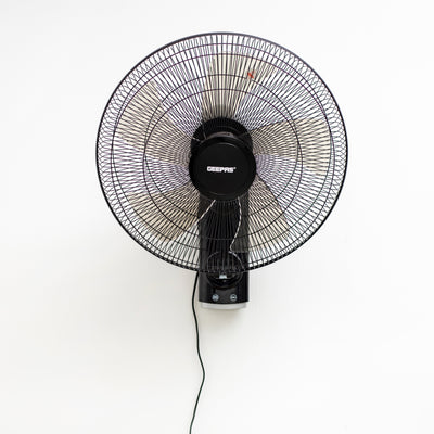 Geepas 18 Inch Wall Fan with Remote Control GF21125 | Powerful Copper Motor| 3 Speed Settings| 5 AS Blades| Oscillation| 7.5h Timer| Self-Protection| 2 Years Warranty