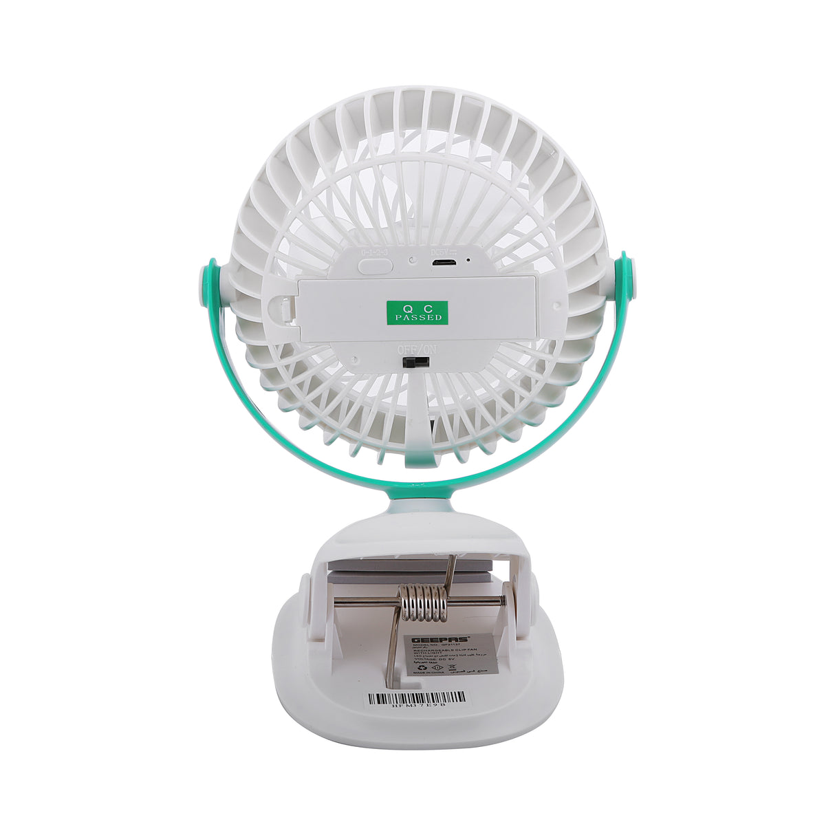 Geepas GF21137 Rechargeable Clip Fan with Light | Portable 2-in-1 Cooling Fan & LED Lamp | USB Charging |Adjustable Tilt | Grip Clip | 7 Hours Working | 2 Years Warranty