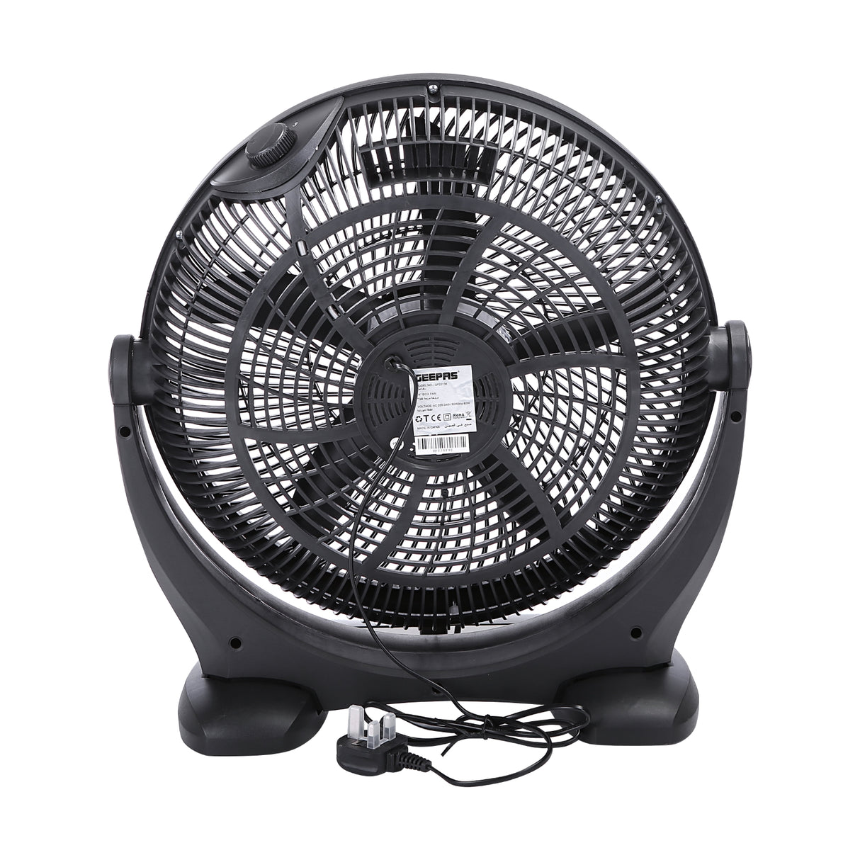 Geepas 18" Box Fan- GF21138| High Performance Fan with 3-Speed Controls and 5 Leaf Blades, High Performance 80W Motor for High Speed Wind