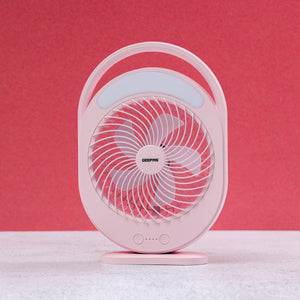 Geepas GF21158 Rechargeable 6 Inch Fan | 4500mAh Battery | 12H Working Time| 3-Speed Control| LED Night Light | Low Noise | Compact & Lightweight | 2 Years Warranty