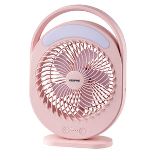 Geepas GF21158 Rechargeable 6 Inch Fan | 4500mAh Battery | 12H Working Time| 3-Speed Control| LED Night Light | Low Noise | Compact & Lightweight | 2 Years Warranty