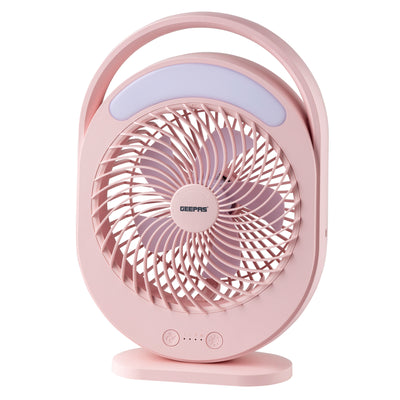 Geepas GF21158 Rechargeable 6 Inch Fan | 4500mAh Battery | 12H Working Time| 3-Speed Control| LED Night Light | Low Noise | Compact & Lightweight | 2 Years Warranty