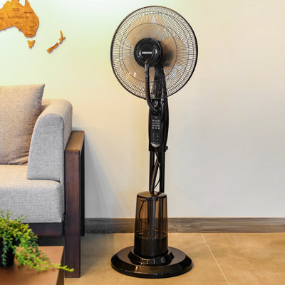 Geepas 16” Mist Fan with Remote Control | Powerful Cooling & Humidifying Solution | Adjustable Speed | Large Water Tank | Oscillation Function |  2 Years Warranty